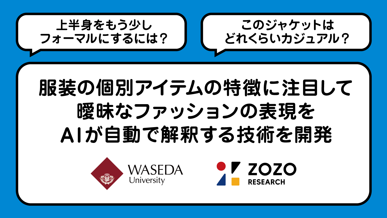 ＜早稲田大学・ZOZO研究所 共同研究成果＞服装の個別アイテムの特徴に注目して曖昧なファッションの表現をAIが自動で解釈する技術を開発のメイン画像