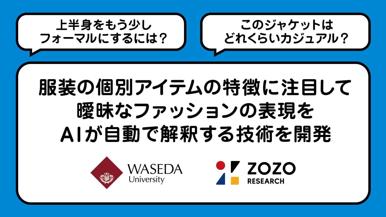 ＜早稲田大学・ZOZO研究所 共同研究成果＞服装の個別アイテムの特徴に注目して曖昧なファッションの表現をAIが自動で解釈する技術を開発のサブ画像1